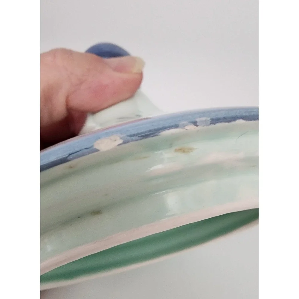 Our Own Import Pitcher Candy Dish Set Blue Vintage Floral Japan Ceramic VGC